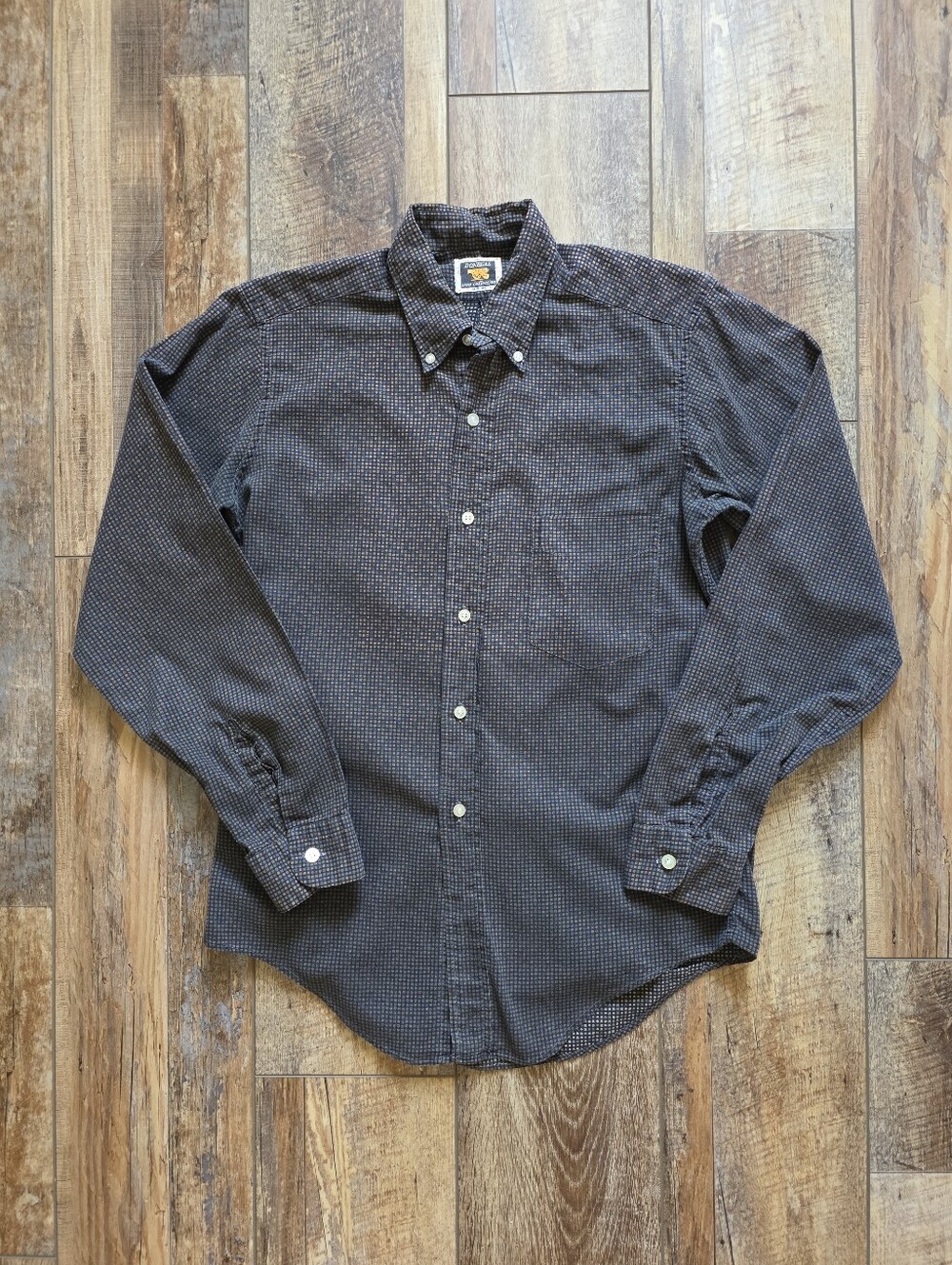Donegal - Vintage 1960s 1700 Collection Geometric Cotton Shirt - S - Charcoal
